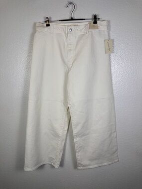 Universal Thread Women's White Sailor Wide-Leg Stretch Denim Pants Size 16